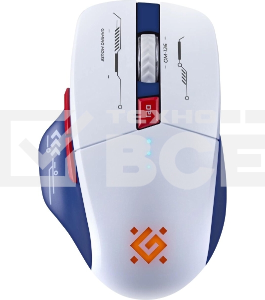 Мышь беспроводная Defender Tisa GM-126 белый/синий, 1600 dpi, радиоканал, Bluetooth, USB, кнопки - 6