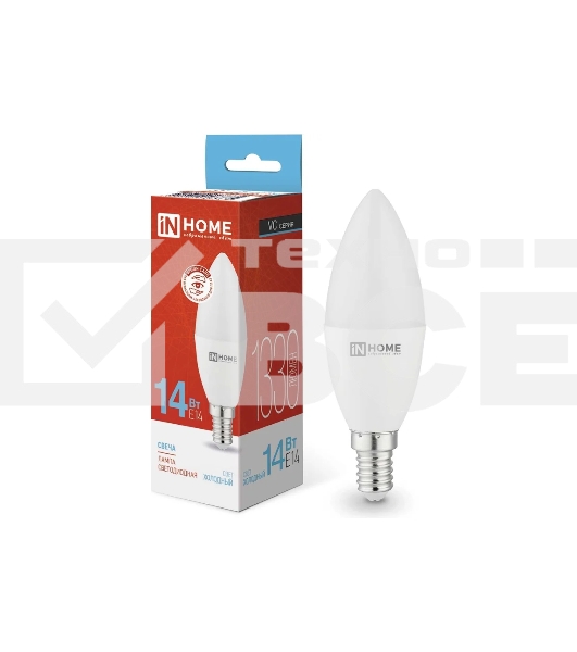 Лампа светодиодная LED-СВЕЧА-VC 14Вт E14 6500К 1330лм IN HOME 4690612047775