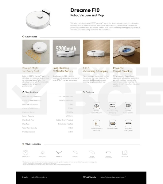 Робот-пылесос Dreame Robot Vacuum and Mop F10 белый