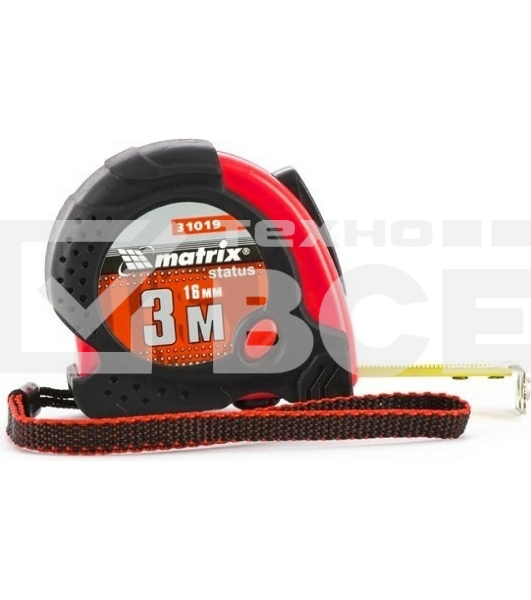 Рулетка Matrix status magnet fixation 3 мх16мм обрезиненный корпус зацеп с магнитом