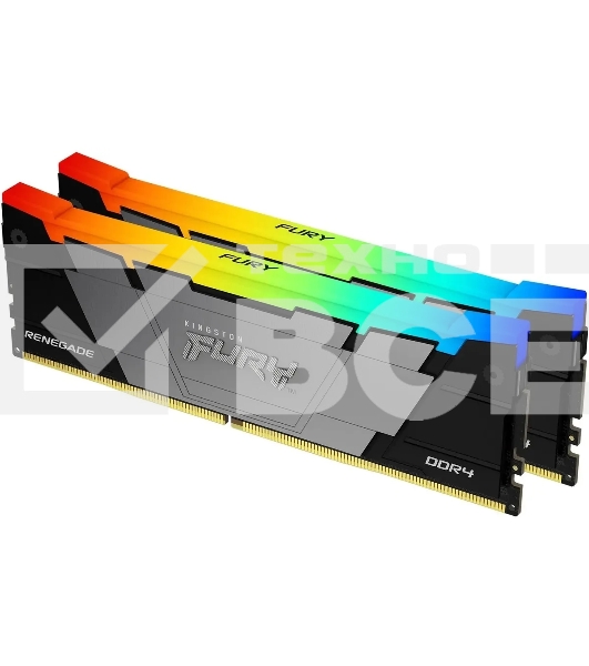 Оперативная память Kingston Fury Renegade, DDR4, 16GB (2x8GB), 4266MHz, CL19, с радиатором, RGB, серебристый/черный