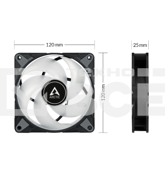Вентилятор корпусной ARCTIC P12 PWM ACFAN00231A черный 120мм 2000rpm 36db 3-pin