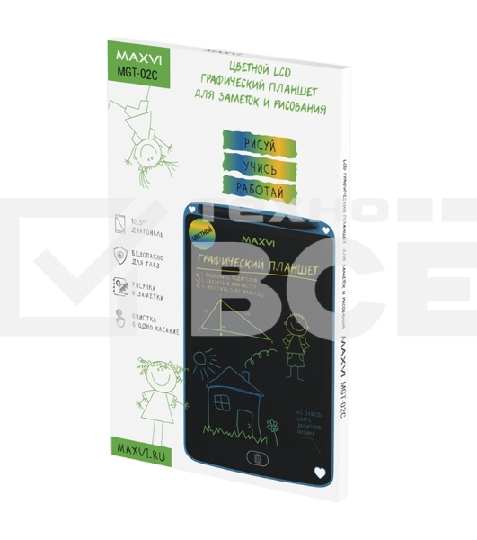 Планшет LCD для заметок и рисования Maxvi MGT-02С blue