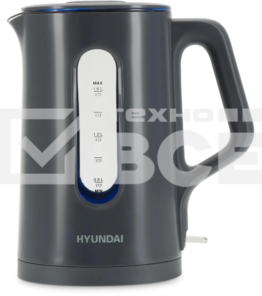 Чайник электрический Hyundai HYK-G4508 1.5л. 1700Вт серый/прозрачный корпус: стекло