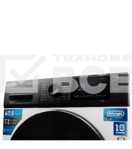 Стирально-сушильная машина DeLonghi AURORA LA 8654 VI белый, загрузка фронтальная 8 кг, 1500 об/мин., класс: А