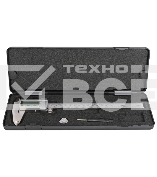 Электронный штангенциркуль Deli DL91200  200мм, метрическая/дюймовая конвертация, нержавеющая сталь, 3 кнопочное управление, светодиодный дисплей, 1,5В SR44.