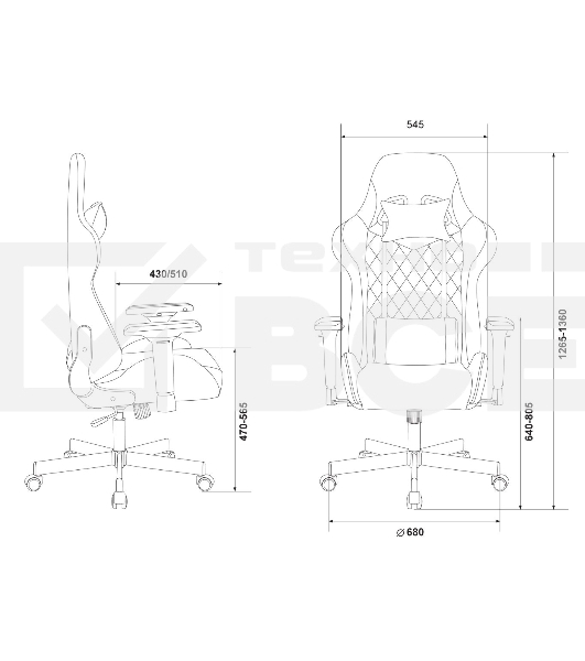 Кресло игровое Zombie VIKING 7 KNIGHT Fabric серый Loft ромбик текстиль/эко.кожа с подголов. крестовина металл