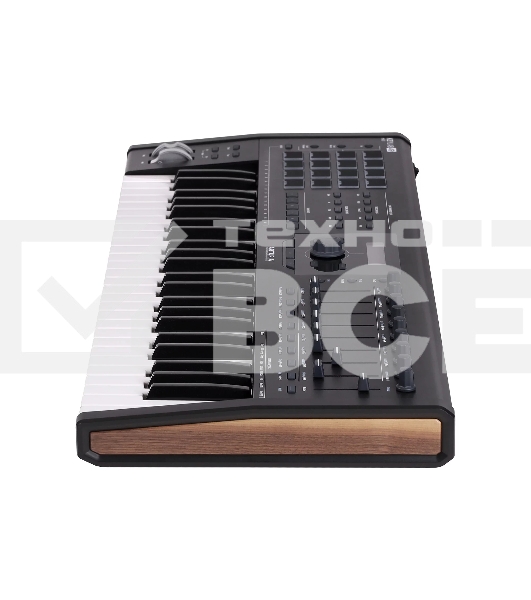 Клавиатура MIDI [230621] Arturia [KeyLab mkII 49 Black] 49 клавиш, чувствительных к силе нажатия с послекасанием, 16 пэдов с RGB-подсветкой, 9 фейдеров, 9 поворотных регуляторов, входы для педалей экспрессии и сустейна, 4 выхода CV/Gate, MIDI, USB