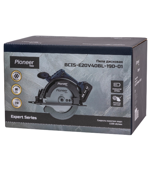 Пила дисковая PIONEER BCIS-E20V40BL-190-01 черный, синий