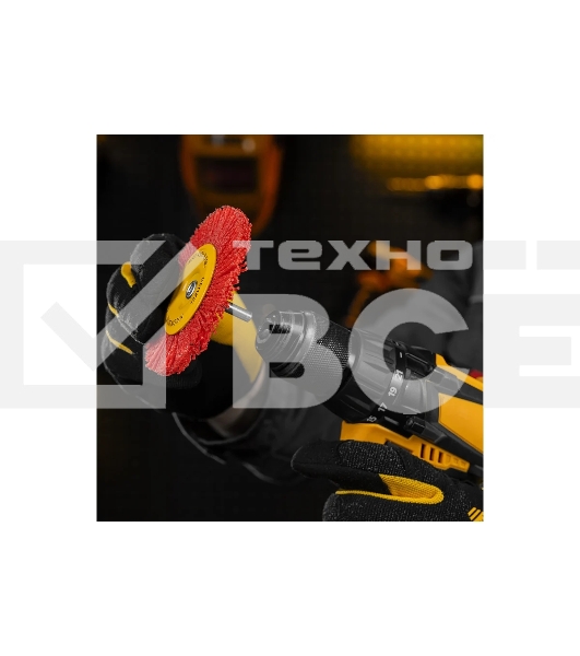 Щетка для дрели Denzel 100 мм, плоская, со шпилькой, нейлоновая щетина