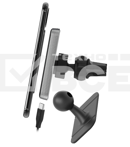 Автомобильное беспроводное зарядное устройство Qumo PowerAid Qi C Charger V2 (Charger 0009), 10 Вт, 1 контур