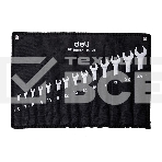 Набор комбинированных гаечных ключей 14 шт Deli DL130014A Спецификация: 6,7,8,9,10,11,12,13,14,15,17,19,22,24 мм. Матовая хромированная поверхность. Тканевая упаковка., фото 1