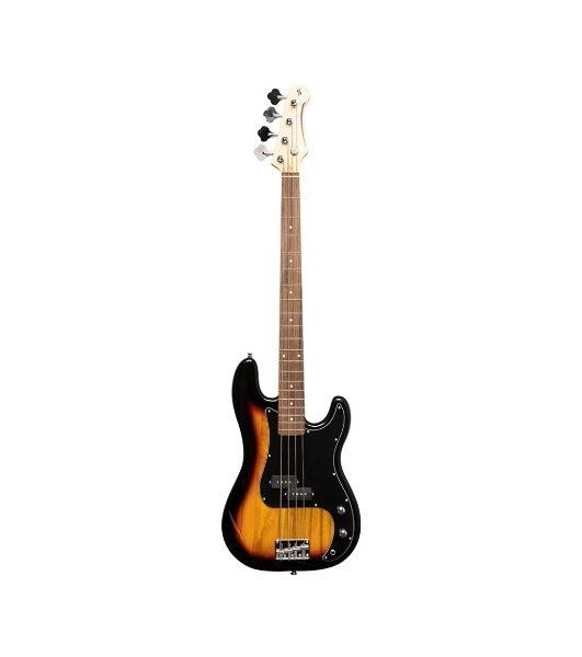 Бас-гитара STAGG SBP-30 SNB 4-х струнная форма Precision Bass, корпус павловния, гриф клен, накладка грифа палисандр, 20 ладов, мензура 867 мм, колки никелированные, бридж PB Classic, звукосниматели 1xPB, регуляторы 1x громкости, 1x тона, цвет Sunburst