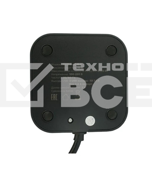 Сетевой фильтр Cablexpert Tower TWR-4-U3-B-2, 4р, 10А, 3xUSB, 3.1А, 2м, ур.защиты 2+, черный, коробка