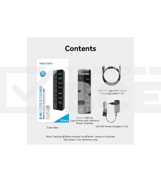 Концентратор Vention OTG USB 3.0 на 7 портов черный