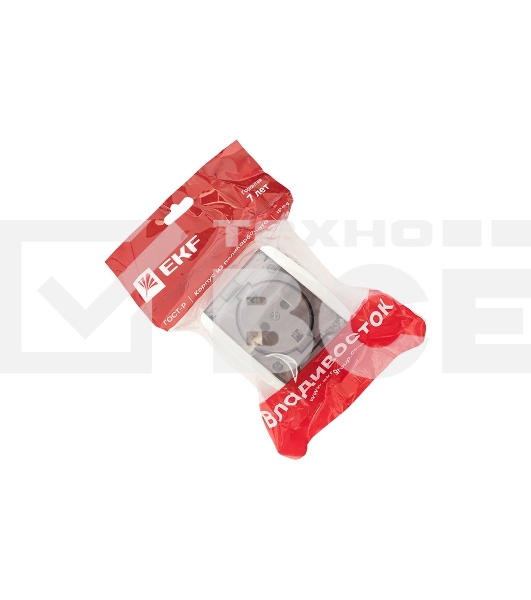 Розетка EKF EQR16-029-30-54-T PROxima Владивосток 1-местная 16А с заземлением с прозрачной крышкой IP54