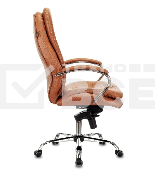 Кресло руководителя Бюрократ T-9950 Leather Ontano рыжий, кожа, крестовина хром