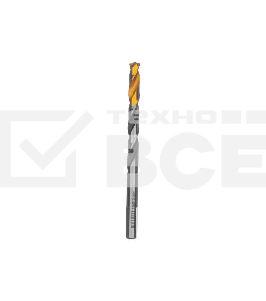 Сверло спиральное по металлу Denzel 8 x 117мм, Р6М5, Golden Tip, многогранная заточка