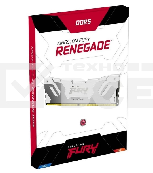 Оперативная память Kingston Fury Renegade, DDR5, 16GB (1x16GB), 8000MHz, CL38, радиатор, RGB, белый