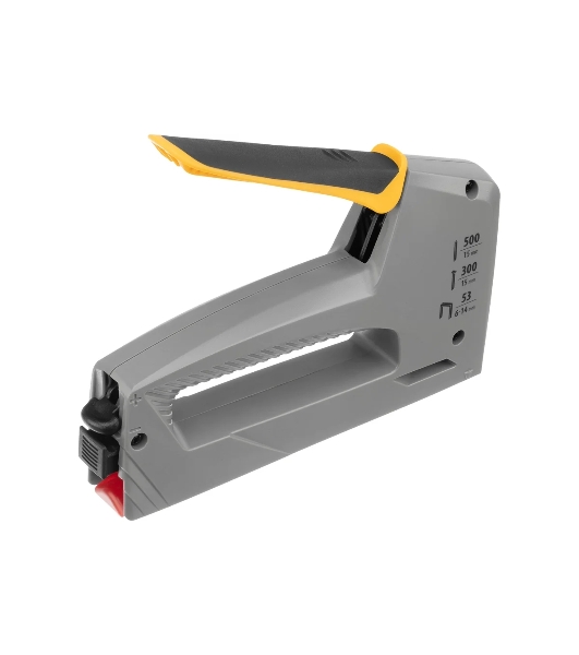 Степлер мебельный, пластиковый корпус, тип 53, 6-14 мм, тип 300, 15 мм, тип 500, 15 мм Denzel