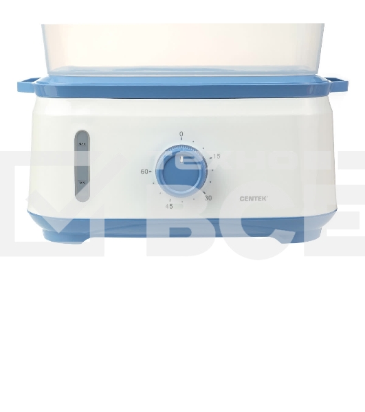 Пароварка электрическая Centek CT-1462 9л 1050Вт, таймер 60 мин, 3 контейнера, чаша для риса, резервуар 1,5л.