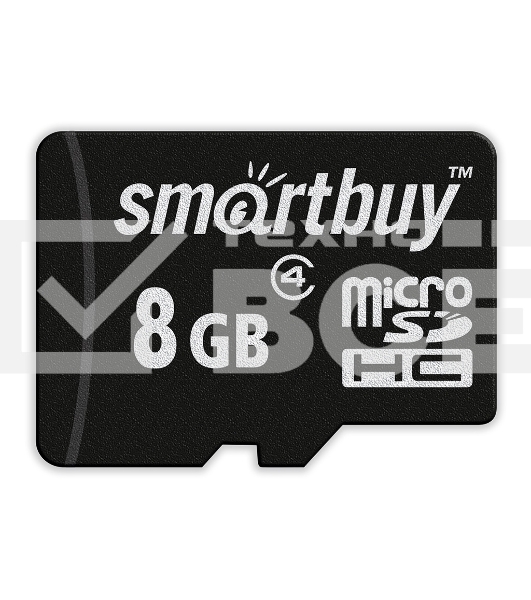 Флеш карта microSD 8Gb, Smartbuy microSDHC Class 4 (SD адаптер)