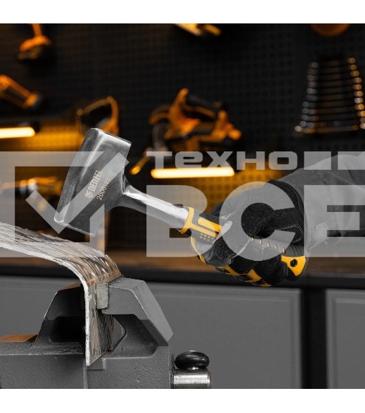 Кувалда Denzel 2 кг, цельнометаллическая, двухкомпонентная рукоятка