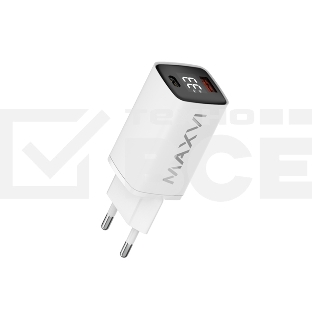 Сетевое зарядное устройство Maxvi A402PD LED 33W, 1xUSB-A, 1xUSB-C, белый