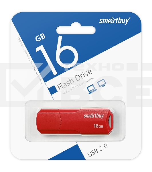 Флешка USB Smartbuy R/W 16 Gb CLUE красный (SB16 GbCLU-R)