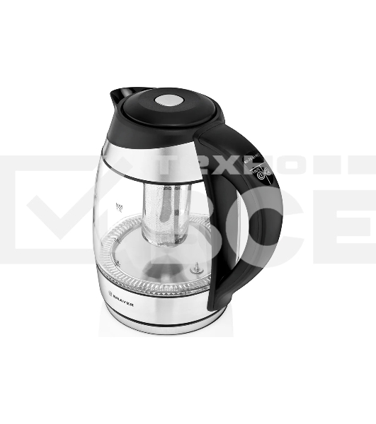 Чайник электрический BRAYER BR1021 2200Вт.1,7 л, стекло, эл.уп, 60-100 °С, Под. t, подсветка, черн.