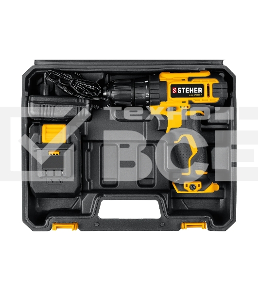 Дрель-шуруповерт аккумуляторная STEHER CD-200-1, Аккумуляторная, 20В