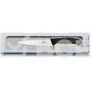 Нож кухонный Victorinox Swiss Classic (6.8003.15G) стальной разделочный лезв.150мм прямая заточка черный подар.коробка