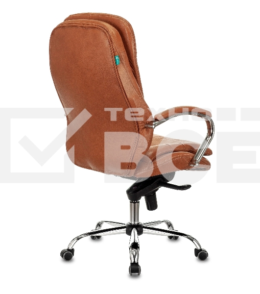 Кресло руководителя Бюрократ T-9950 Leather Ontano рыжий, кожа, крестовина хром
