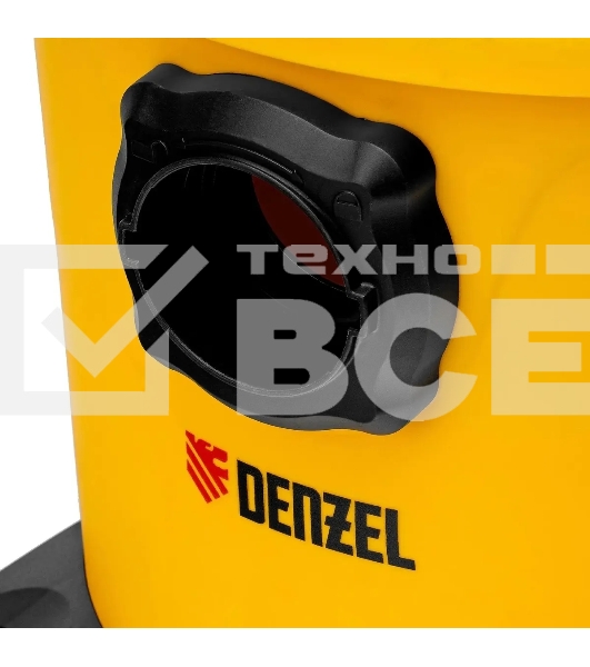Строительный пылесос Denzel RVC20 желтый, 1400 Вт, уборка сухая/сбор воды/выдув, пылесборник мешок/контейнер, 20 л