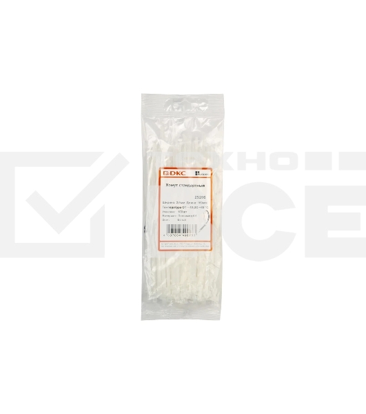 Хомут кабельный DKC 25206SR 2.5х160 полиамид белый (уп. 100 шт)
