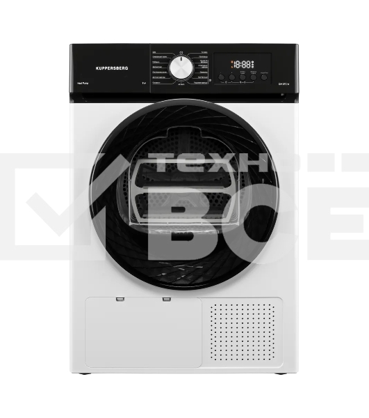 Сушильная машина Kuppersberg DM 592 W, High-Tech, загрузка 9 кг, 15 программ, тепловой насос, электронное кнопочное управление, корзина для сушки, блокировка от детей, энергоэффективность А++, белый