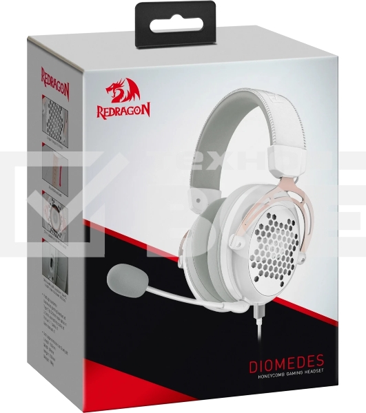 Гарнитура проводная игровая Defender Diomedes white (USB, звук 7.1, легкий, Redragon)