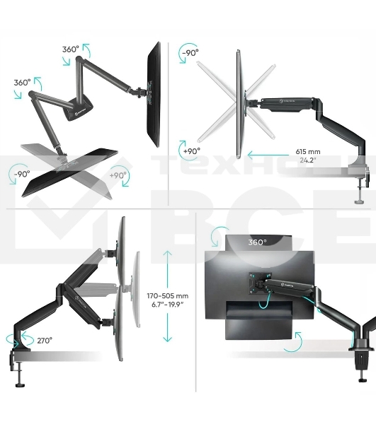 Кронштейн для 2 мониторов ONKRON G200 для монитора 13'-32' настольный, черный