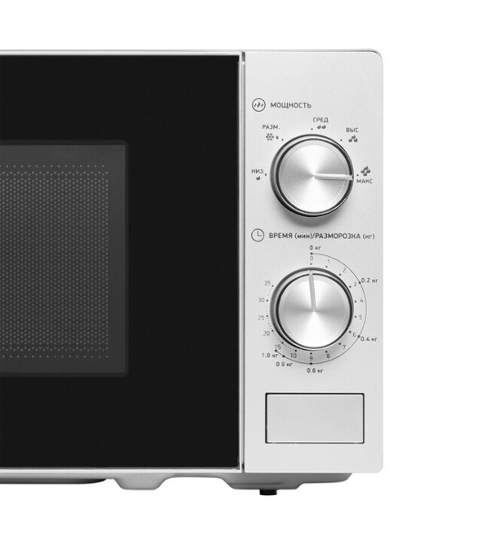 Микроволновая печь BBK 20MWS-764M/S серебристый, 20 л, 700 Вт, переключатели - поворотный механизм