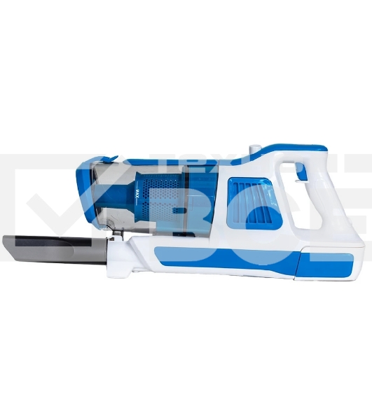 Пылесос вертикальный SUPRA VCS-5097 белый/синий, питание от аккумулятора, 140 Вт, уборка сухая, пылесборник 0.8 л