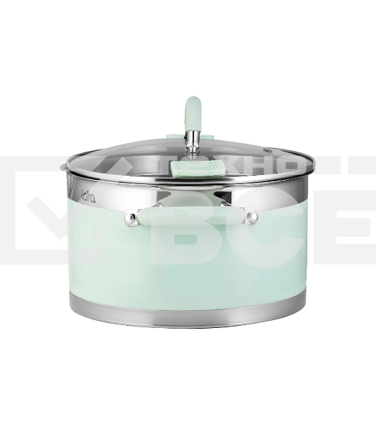 Кастрюля LARA LR02-544 MINT 24x13 см, 5,7 л, носик, индукционное дно, крышка с бортом, нержавеющая сталь