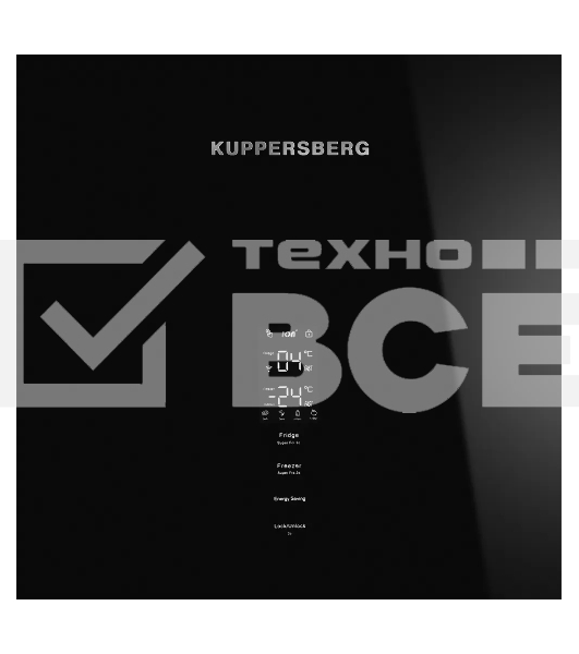 Холодильник Kuppersberg RFCN 2013 BG черное стекло двухкамерный 240/95л морозилка снизу, No Frost