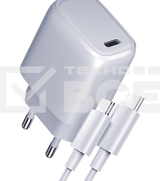 Сетевое зарядное устройство Qumo Energy light PD 35Вт (Charger 0067), 1 USB Type-C, + кб 1м, 60Вт.