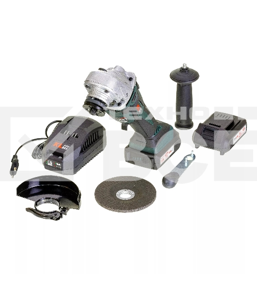 Угловая шлифовальная машина бесщеточная (болгарка) аккумуляторная KLPRO KLAT18B-20 (18В, Li-ion-2шт, 2.0Ач, 115мм, М14, 8500 об/мин З/У,сумка)