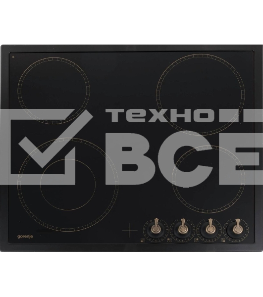 Варочная поверхность Gorenje EC642CLB, конфорок: 4 шт., стеклокерамика, независимая, черный