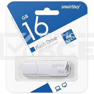 Флешка USB Smartbuy R/W 16Gb CLUE белый (SB16GbCLU-W)