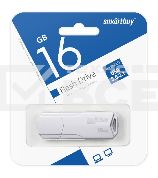 Флешка USB Smartbuy R/W 16Gb CLUE белый (SB16GbCLU-W)