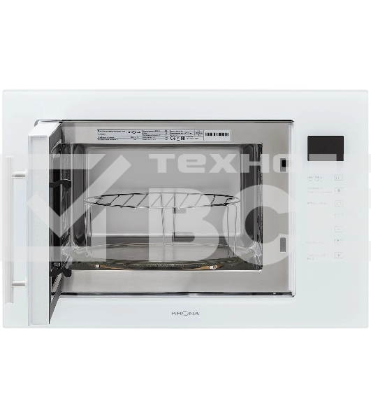 Микроволновая печь встраиваемая Krona RIFLESSO 60 WH V2 белое стекло, 25 л, 900 Вт, переключатели - сенсор