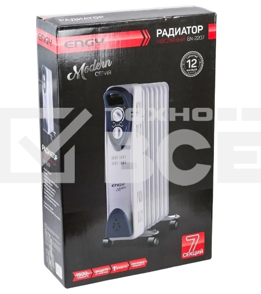Масляный обогреватель Engy EN-2207 Modern (7 секций) белый, 1500 Вт, 15 м2, термостат
