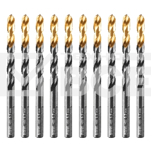 Сверло по металлу Denzel 6,5 мм, HSS-Tin, Golden Tip, 10 шт.